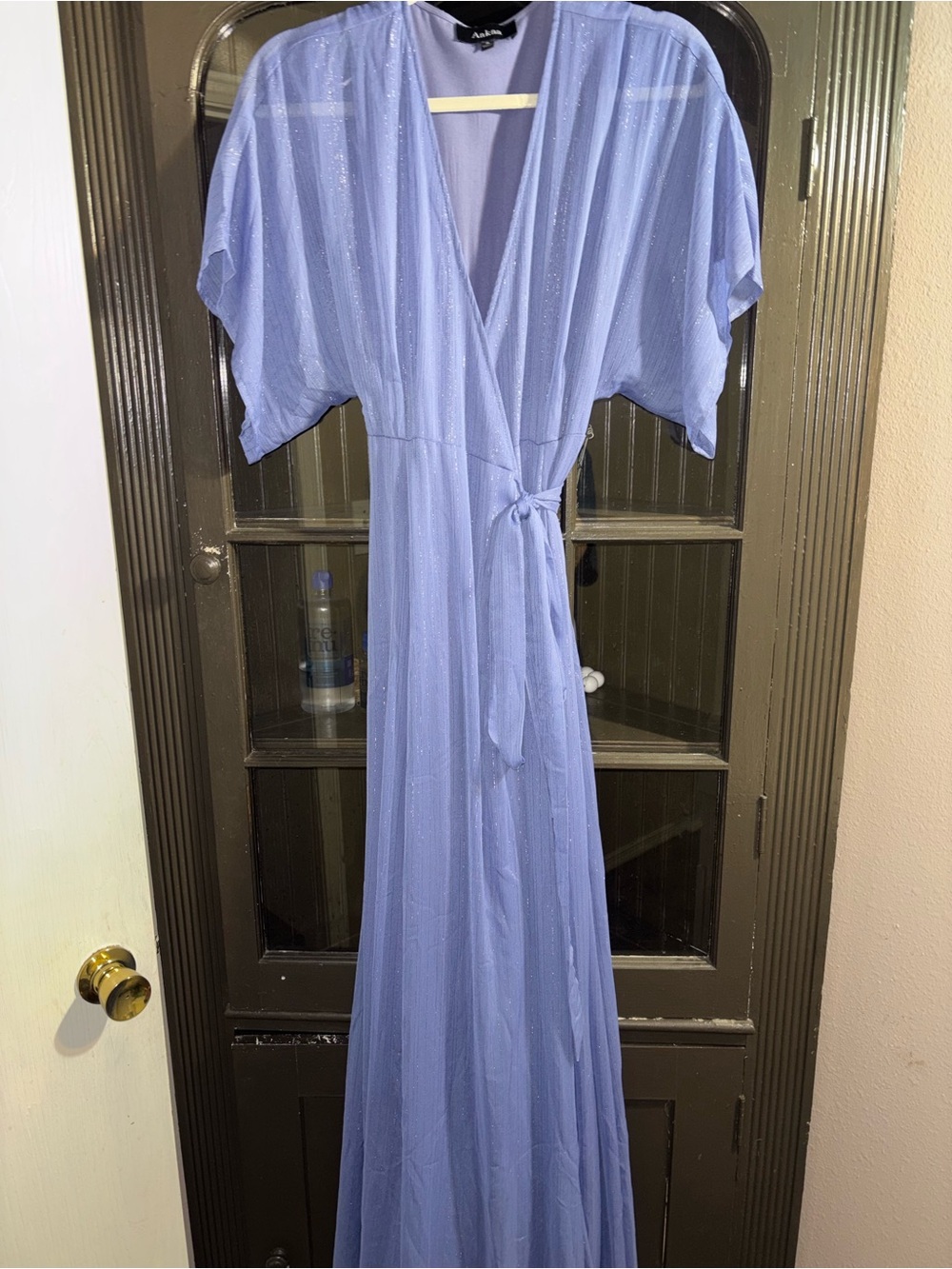 Aakaa Lavender Sparkle Wrap Maxi Dress